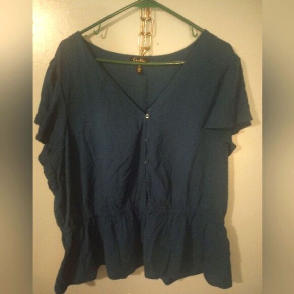 Jessica Simpson ruffled sleeve top with elastic ruffle hem - Picture 1 of 7